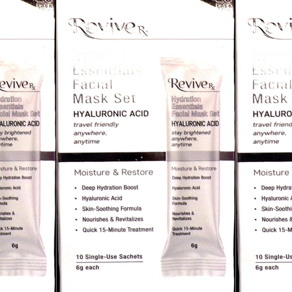Revive RX Hydration Essentials Facial Mask Set – 10 Pack with Hyaluronic Acid